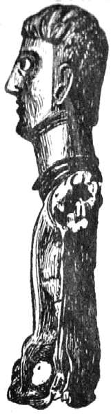 Le Dieu gaulois de Bouray (de profil), gravure publiée dans l'Abeille