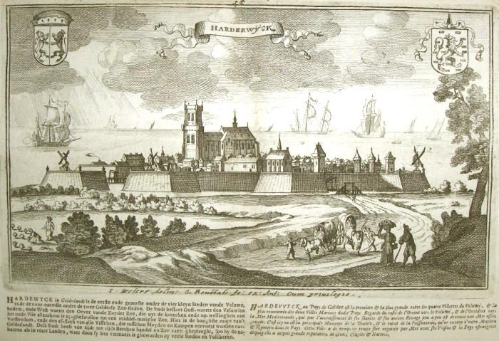 Le port d'Harderwyck (gravure de Gaspard Bouttats d'après un dessin de Jan Peeters, 1674)
