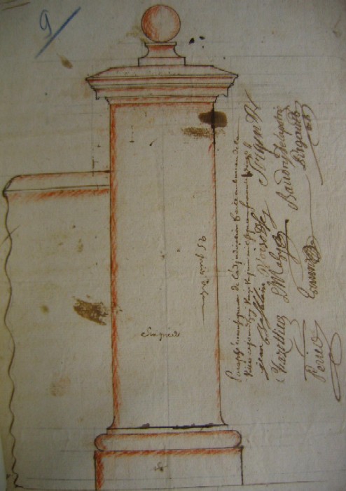 Projet de pilier pour la Porte Saint-Jacques (croquis, 1772)