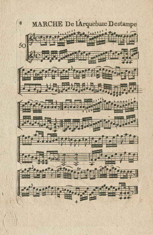 Marche de l'Arquebuse d'Etampes (partition pour deux violons, fin XVIIIe siècle, collection Gérard Dôle)