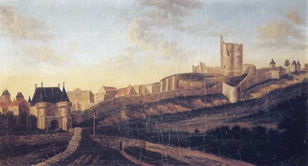 La porte de Paris, les murs et la Tour de Guinette au début du XVIIIe siècle