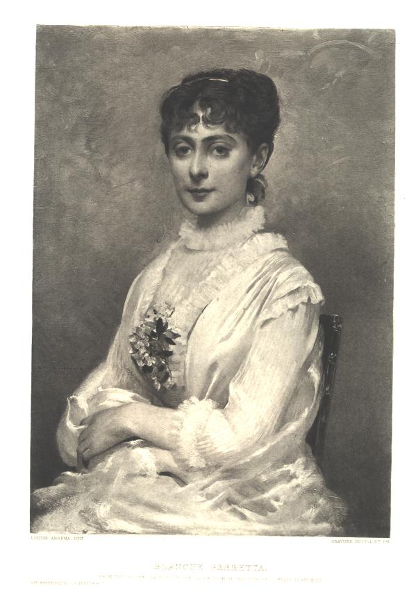 Portrait de Blanche Barretta par Louise Abbéma (1880). Cliquer sur l'image pour en doubler la taille.
