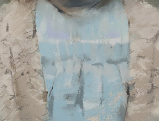 Louise Abbéma: Portrait d'une fillette au ruban bleu (pastel sur toile, vers 1895)