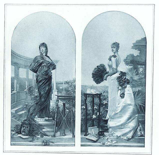 Louise Abbéma: La Tragédie et la Comédie (panneaux, salon de 1886)