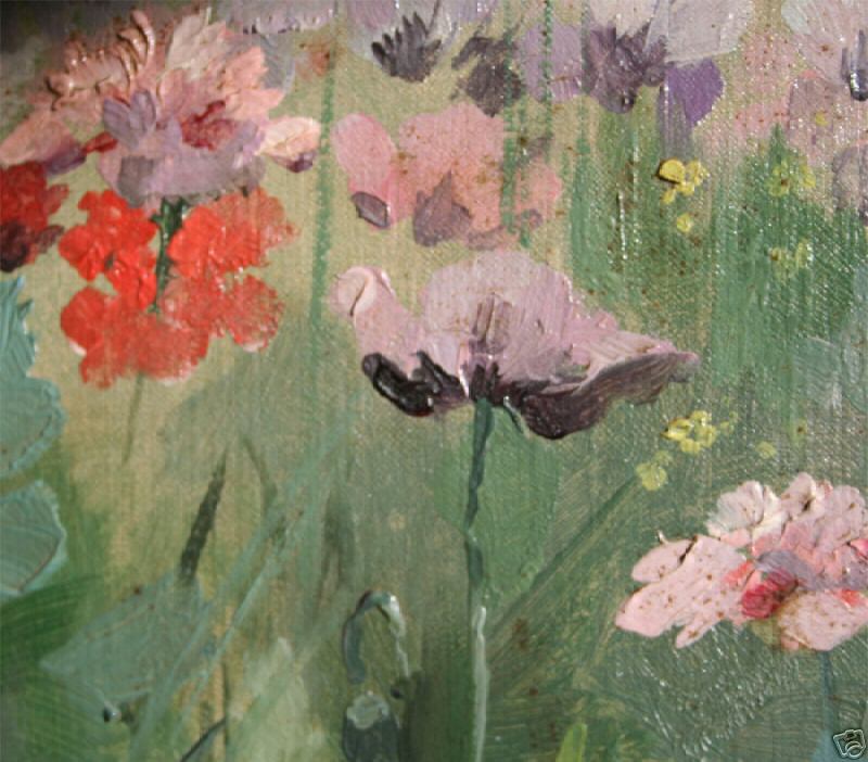 Louise Abbéma: Jardin fleuri (huile sur toile, détail)
