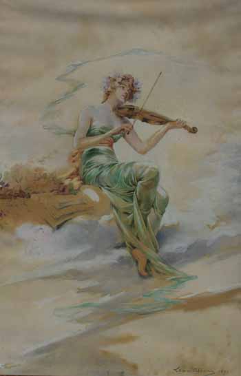Louise Abbéma: Muse de la Musique (aquarelle, 1893)