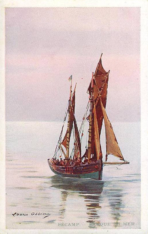 Barque en mer à Fécamp (aquarelle, 1908)