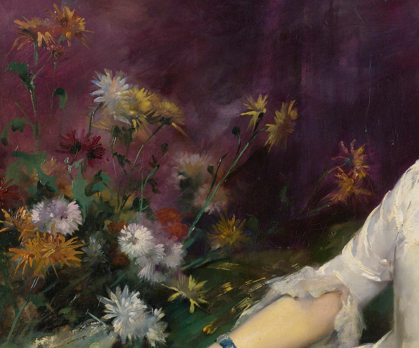 Louise Abbéma: La dame avec les fleurs (huile sur toile, 1883)