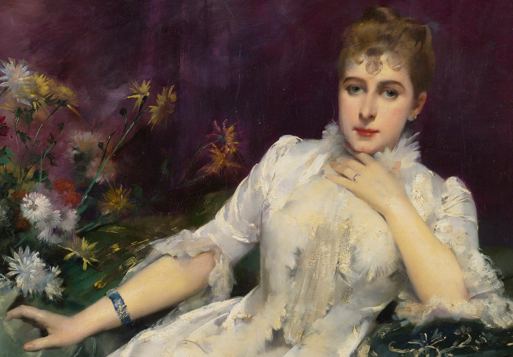Louise Abbéma: La dame avec les fleurs (huile sur toile, 1883)