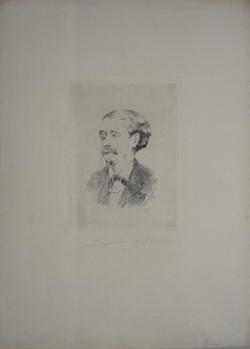 Louise Abbéma: Portrait de Paul Mantz (gravure, 1879)
