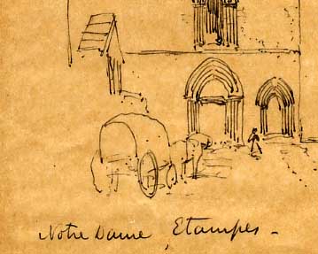 William Bassets-Smith: Notre-Dame d'Etampes (dessin, vers 1860)