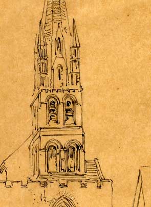 William Bassets-Smith: Notre-Dame d'Etampes (dessin, vers 1860)