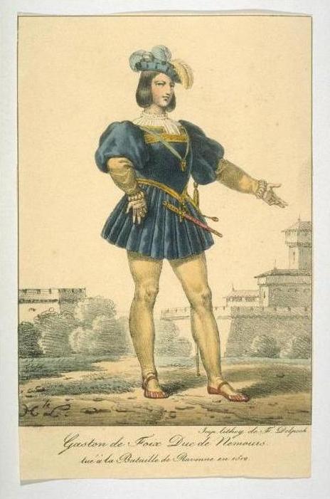 François-Séraphin Delpech: Gaston de Foix, tués à la bataille de Ravennes en 1519 (lithographie, début du XIX siècle)