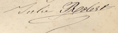 Signature de Julie Robert, veuve d'Elias (1875)