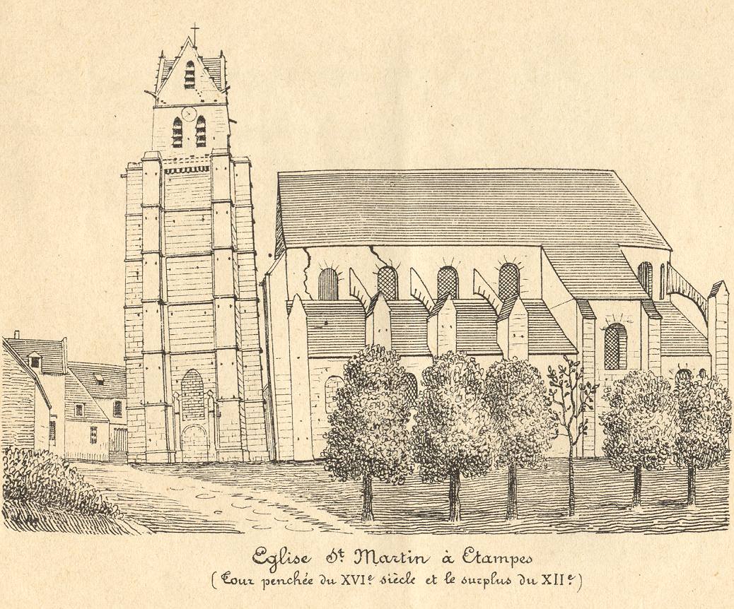 Léon Marquis: Eglise Saint-Martin à Etampes (croquis, 1873)