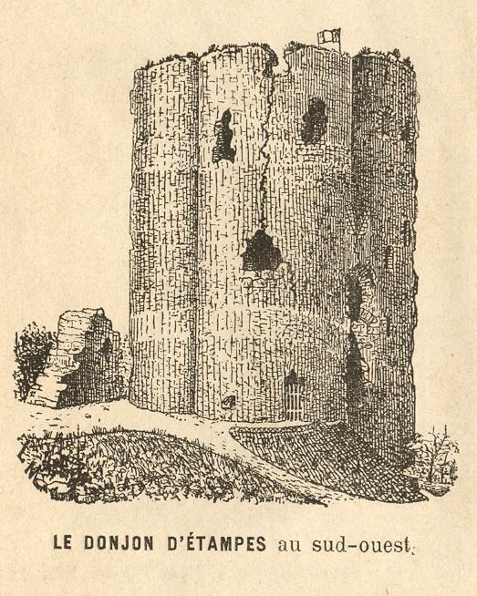 Léon Marquis: Le Donjon d'Etampes, au sud-ouest (croquis, 1873)