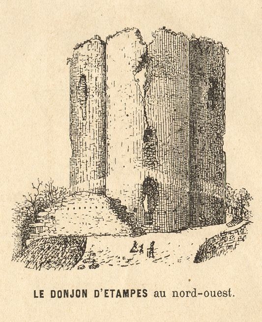 Léon Marquis: Le Donjon d'Etampes, au nord-ouest (croquis, 1873)