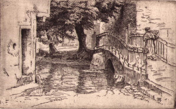 Maurice Achener: Le Pont Doré à Etampes (vers 1923)
