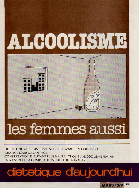 Gaëtan Ader: Alcoolisme, les femmes aussi  (Diététique d'aujourd'hui n°172, mars 1978, 1re de couverture)