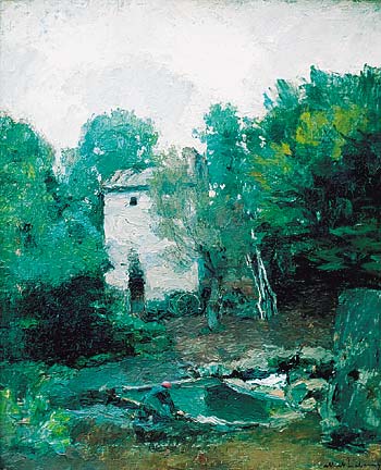 Albert Lebourg (1849-1928): Le Moulin de Chalou Moulineux (huile surt toile, 55 cm sur 47)