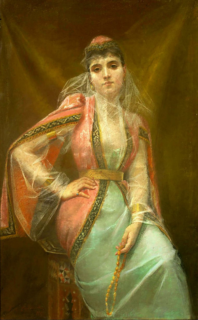 La Fiancée du Sultan, pastel d'Henriette de Téhéran, vers 1890
