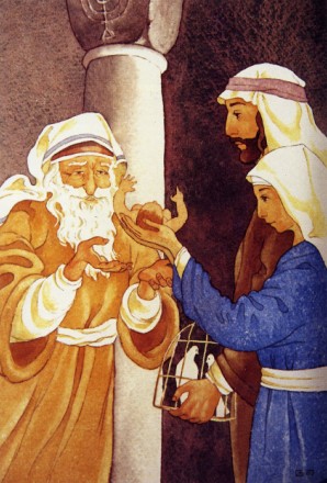 La Présentation au Temple (Illustration à la Vie de Marie, de René Laurentin, éditions du Berger)
