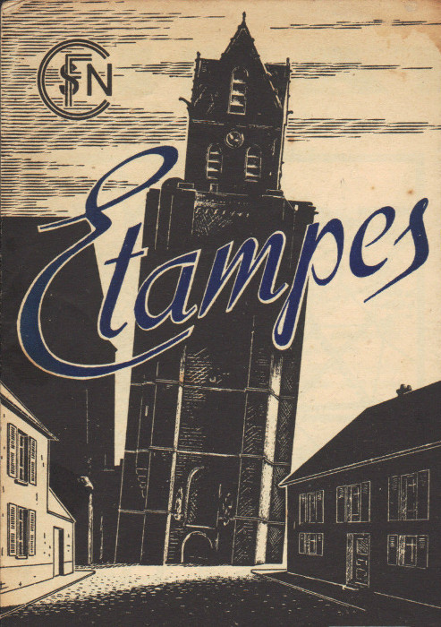 Jean Bernard: Le donjon d'Etampes (gravure sur bois, vers 1938)