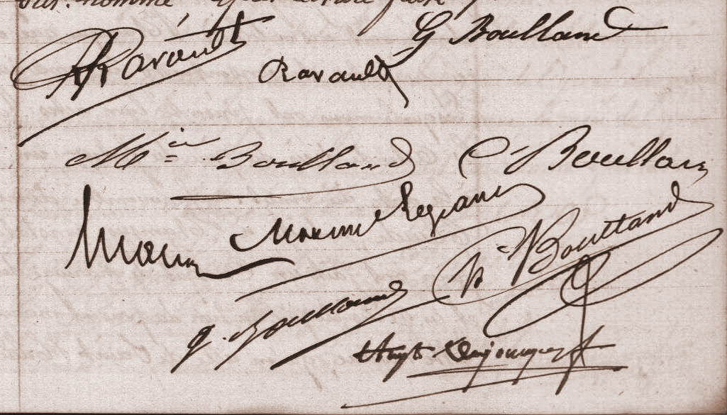 Signatures des Ravault en 1900