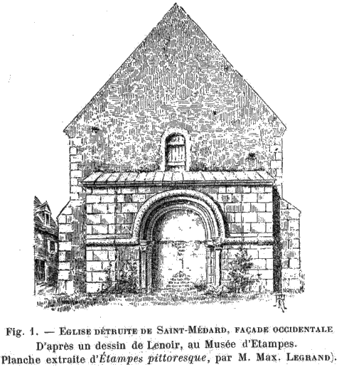 Lenoir: L'Eglise du Petit-Saint-Mard (gravure de René Ravault d'après un dessin de Lenoir)