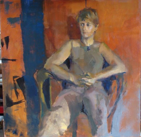 Sylvie Manjoo: Charlotte (huile sur toile, 50 x 50 cm)