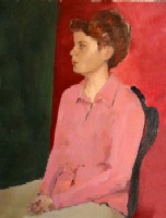Olivier Solliaert: Jeune fille en rouge (huile sur toile, 2004)