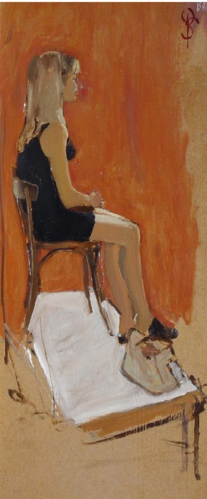 Olivier Souliaert: Portrait de Laure en pied (huile sur toile, 2004)