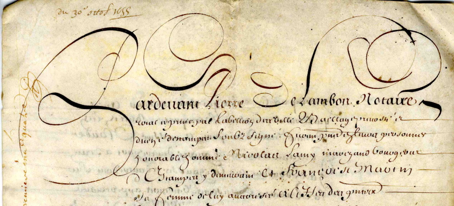 Acte notarié en date de 1665 (100 Z 1)