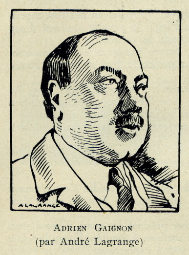 Portrait d'Adrien Gaignon par André Lagrange (gravure sur bois, 1924)