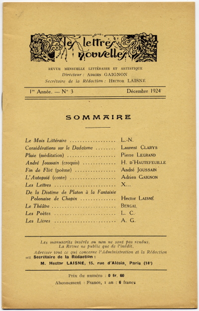 Les Lettres Nouvelles (1924)