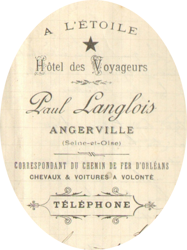 Paul Langlois hôtelier à Angerville en 1905 à l'Etoile