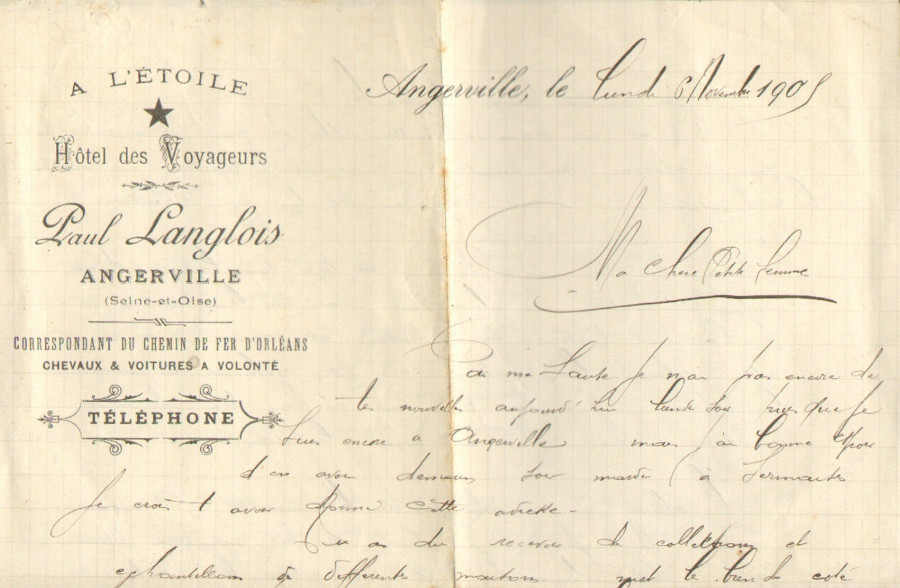 Paul Langlois hôtelier à Angerville en 1905 à l'Etoile