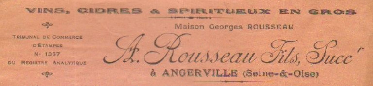André Rousseau marchand de vins à Angerville dans les années 1920