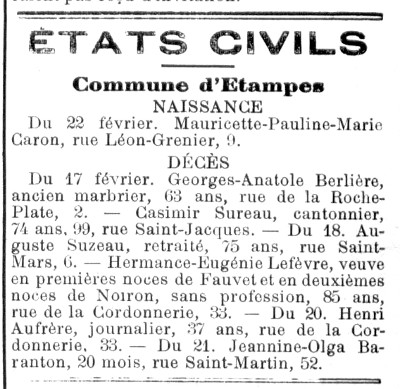 Abeille d'Etampes du 21 janvier 1922, p. 2