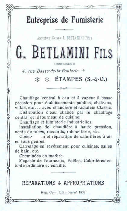 Réclame  pour Betlamini dans l'annuaire de de 1925