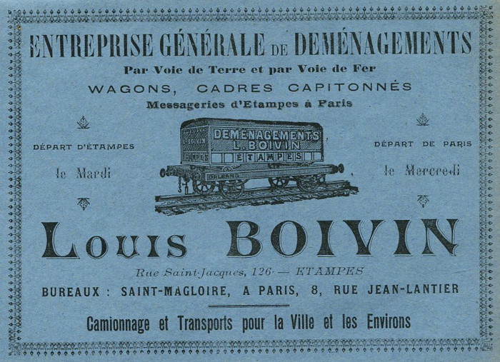 Louis Boivin déménageur à Etampes en 1909