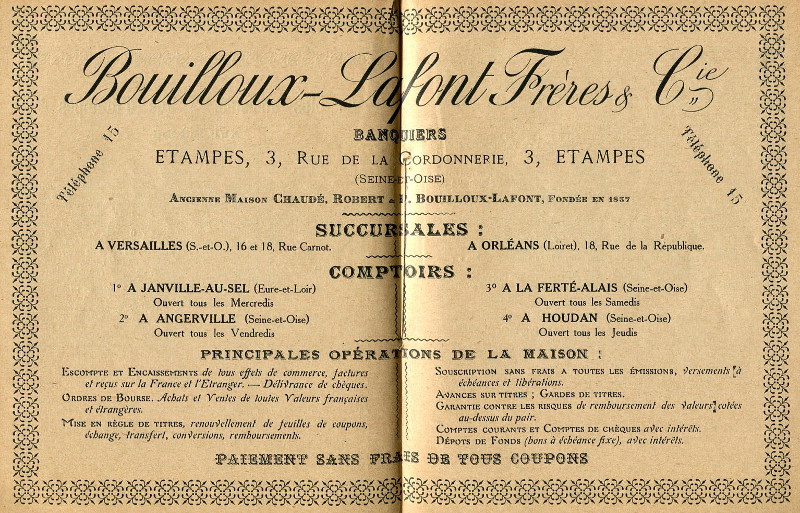 Réclame pour Bouilloux-Lafont frères, 1913
