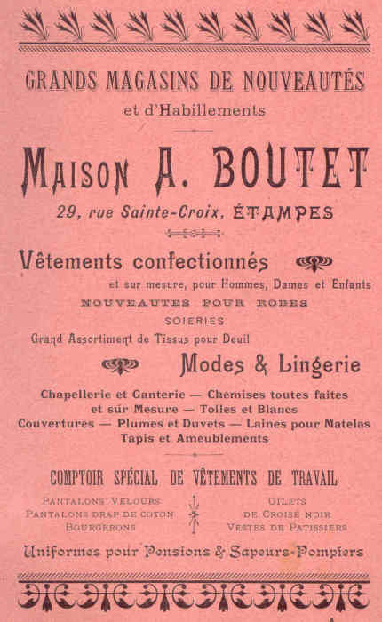 Boutet, réclame de 1901