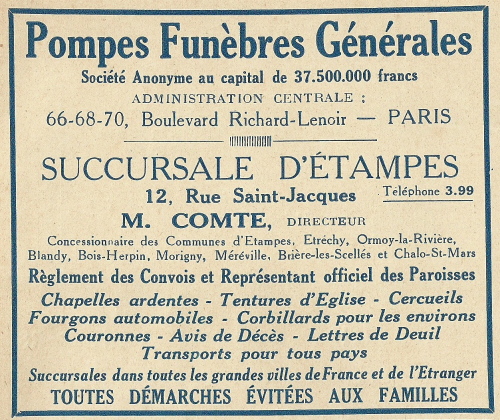 M. Comte, pompes funèbres (1935)