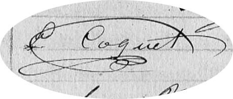 Signature de Léon Coquet en 1873