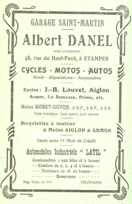 Réclame Danel de 1925