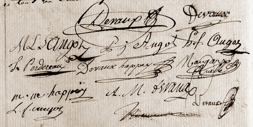 Signataires du mariage de Gabriel Devaux en 1813