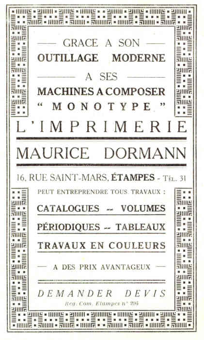 Réclame pour l'imprimerie Dormann (1925)