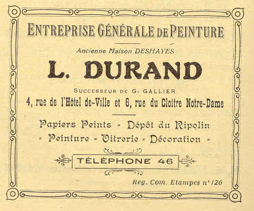 Réclame pour Léon Durand en 1925