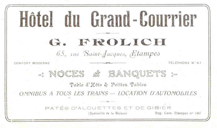 Réclame pour G. Frolich dans l'Annuaire de 1925